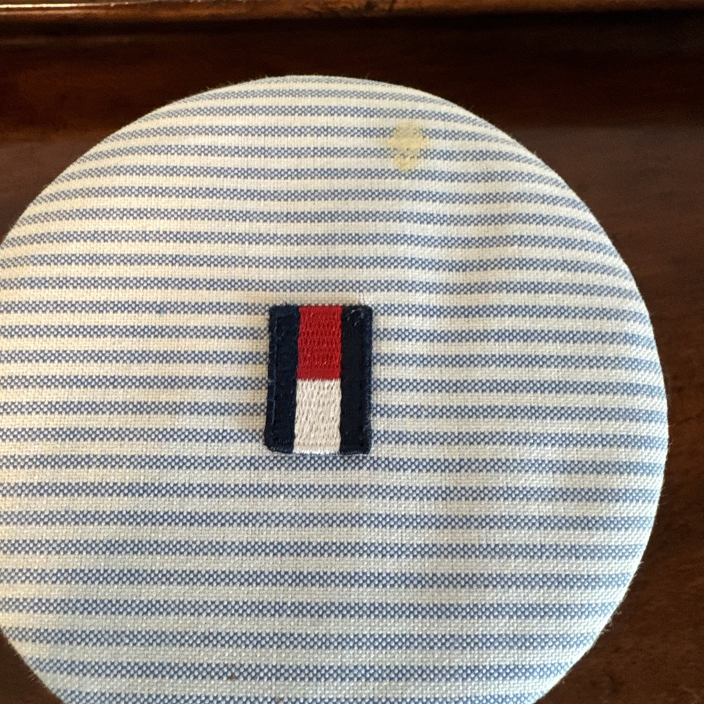 7" Vintage Tommy Hilfiger Perfume Case Cylinder Fabric Blue Stripes - Case Only - Picture 5 of 14